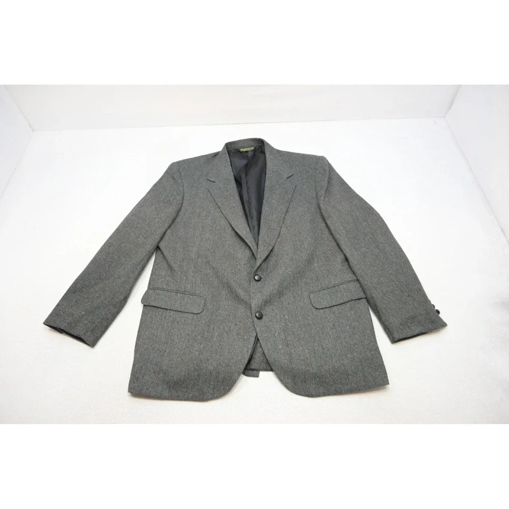 American Trend Tweed Blazer Mens 50L Gray Herringbone 2 BTN‎ Sport Coat EUC